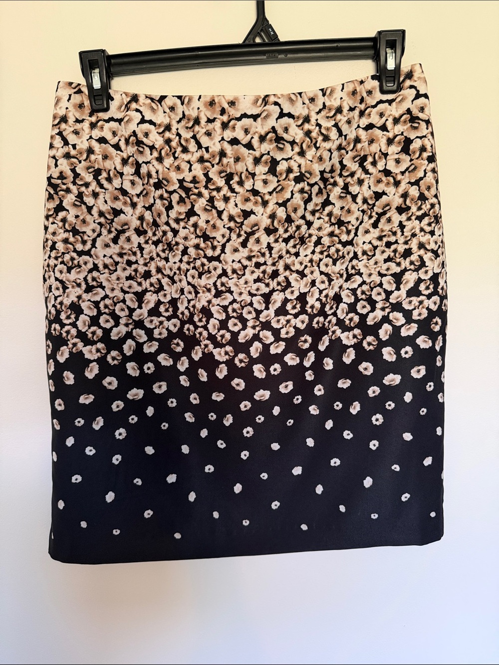 New York & Company Black and Cream Floral Ombre Pencil Skirt